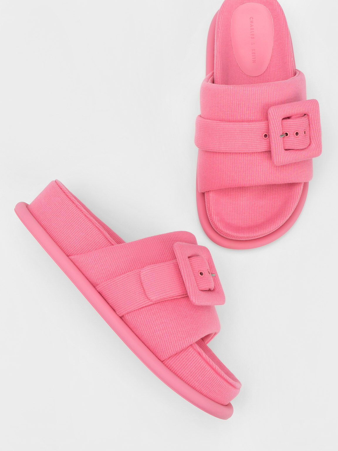 Sandal Slide Buckled Sinead Woven, Pink, hi-res