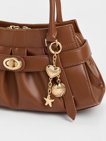 Isolde Belted Ruched Crossbody Bag, Chocolate, hi-res