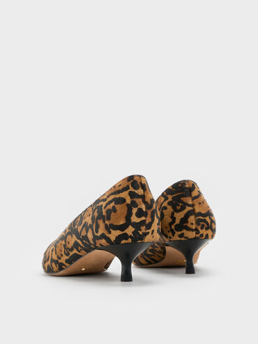Georgina Calf Hair Leopard-Print Pointed-Toe Kitten-Heel Pumps, Animal Print Brown, hi-res