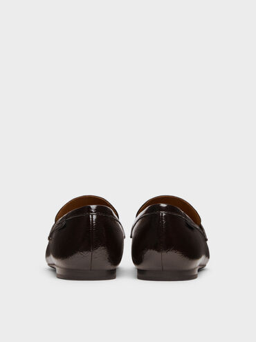 Crinkle-Effect Penny Loafers, Dark Brown, hi-res