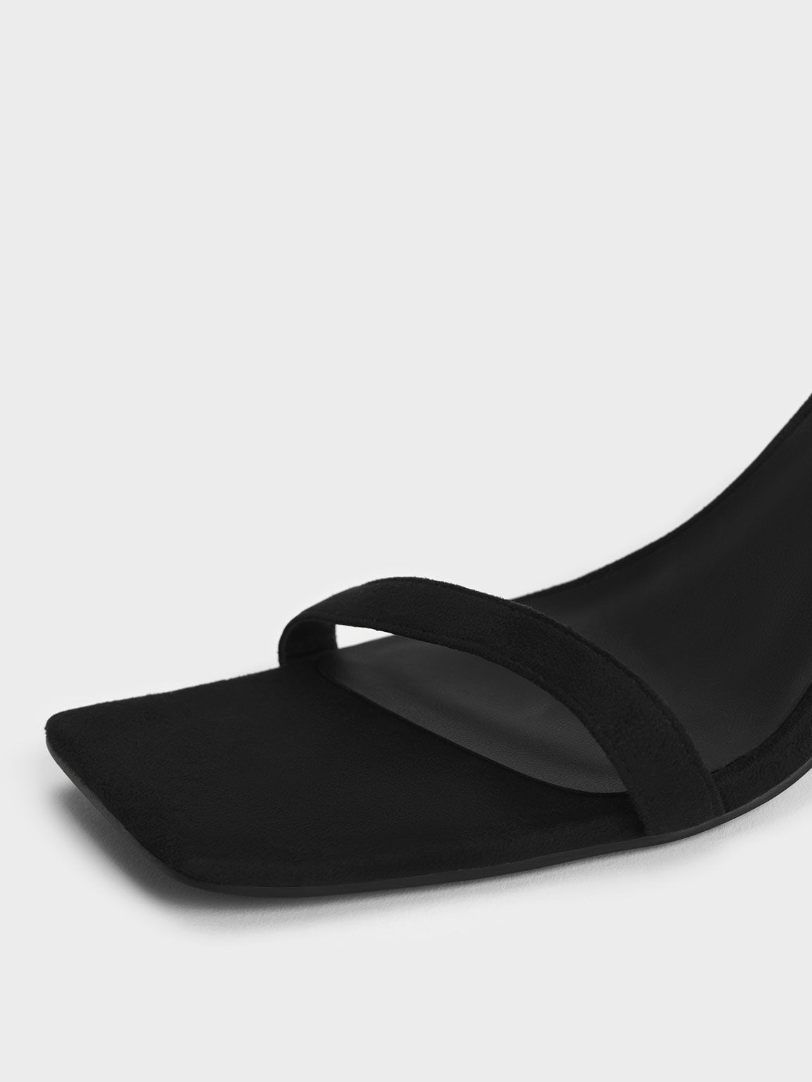 Sandal Heeled Ankle-Strap Textured, Black, hi-res