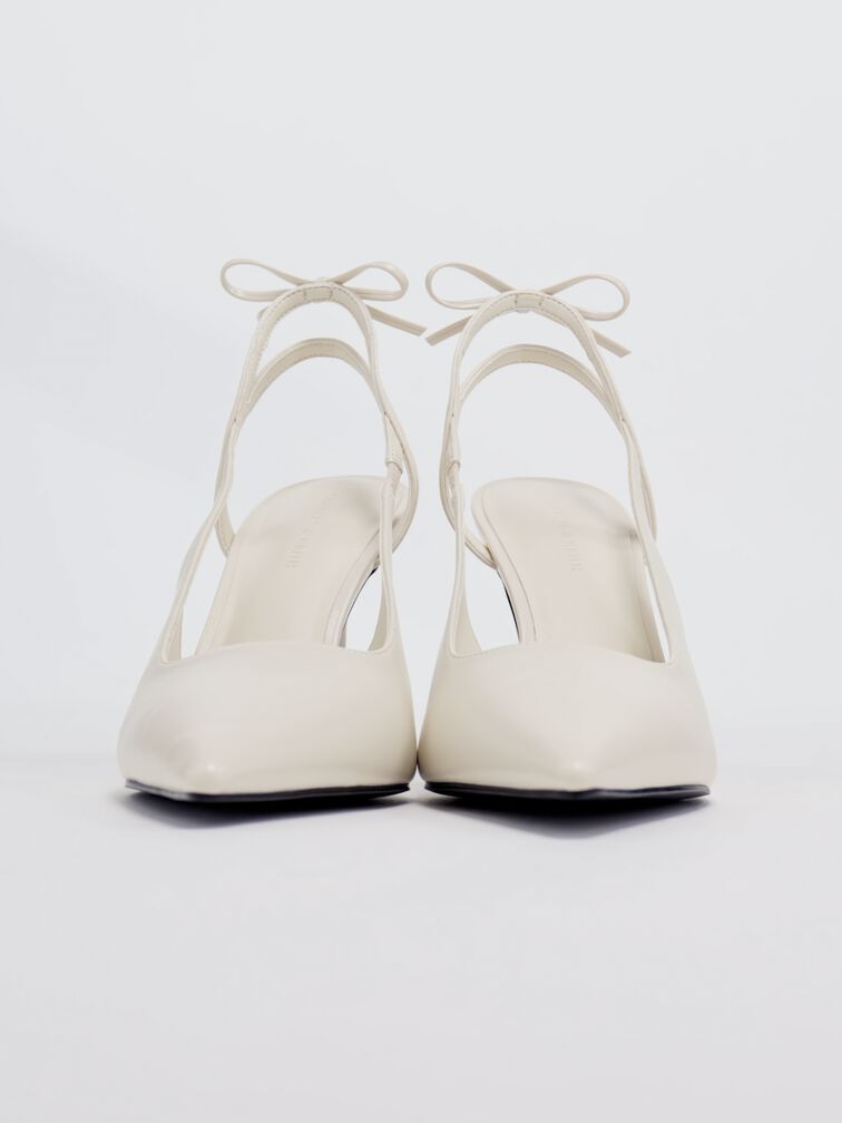 Sepatu Pumps Slingback Back-Bow, Chalk, hi-res
