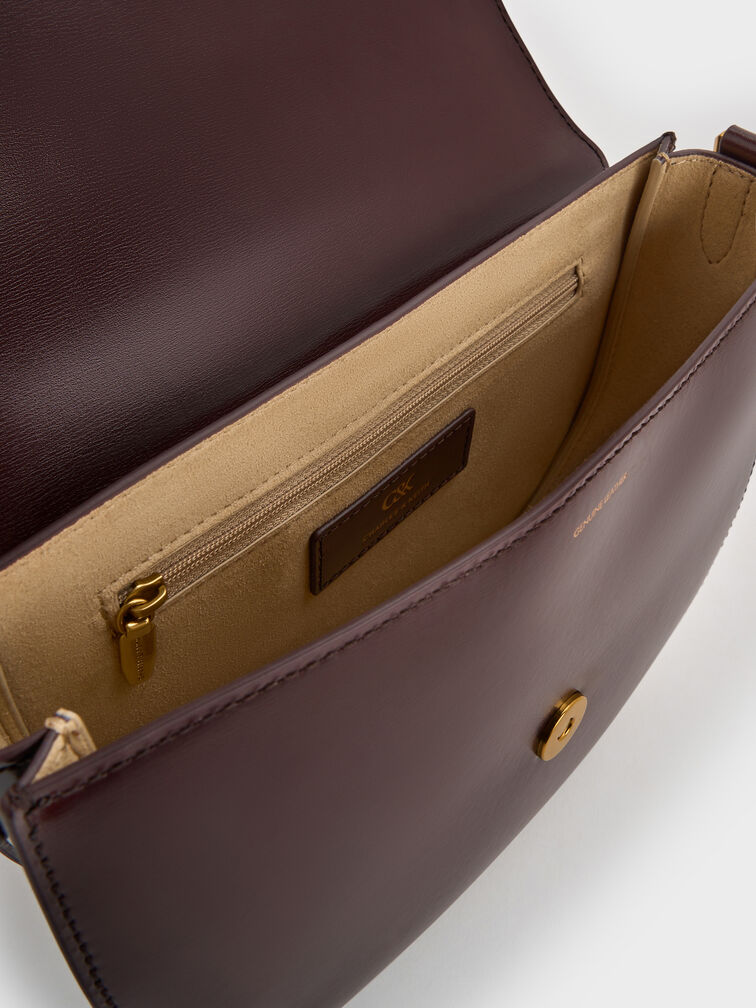 Tas Saddle Leather Gabine, Plum, hi-res