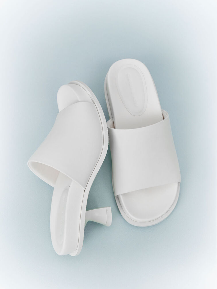 Sepatu Mules Clio Slant Heel, White, hi-res