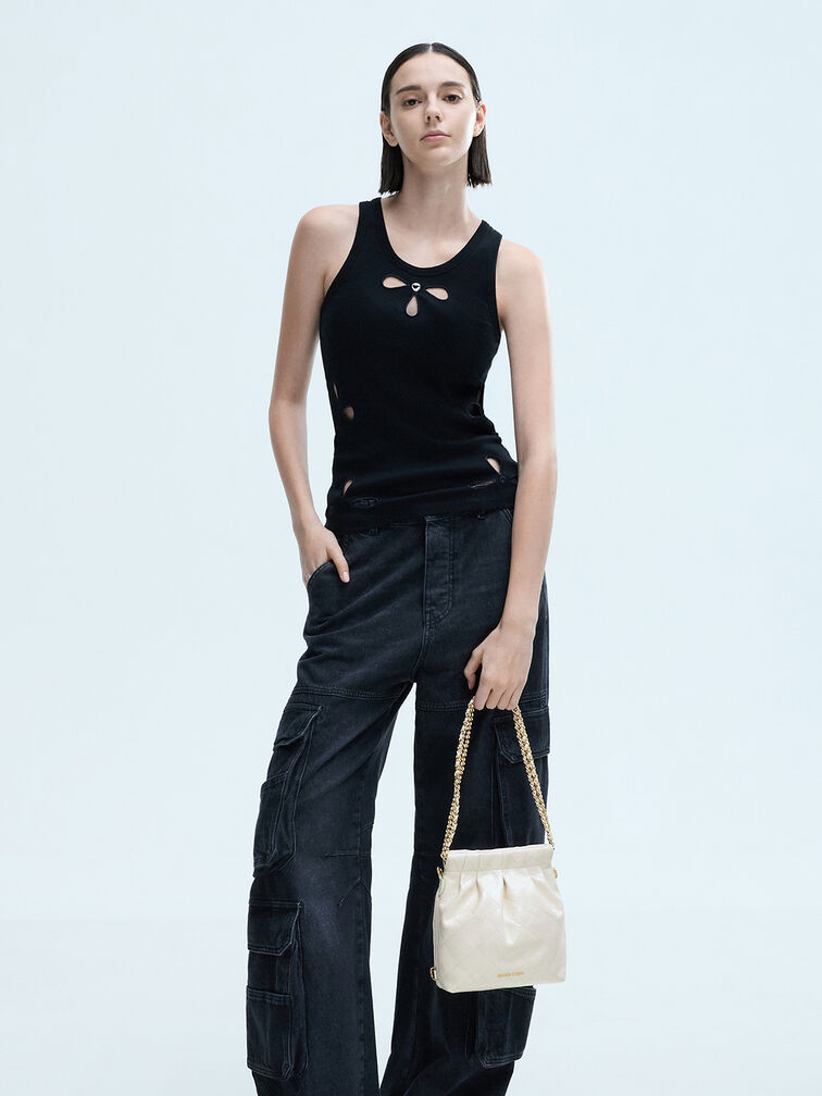 Duo Chain-Handle Two-Way Backpack, Cream, hi-res