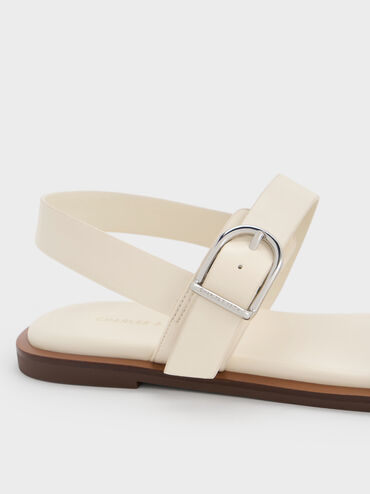 Sandal Slingback Buckle-Strap Double, Cream, hi-res