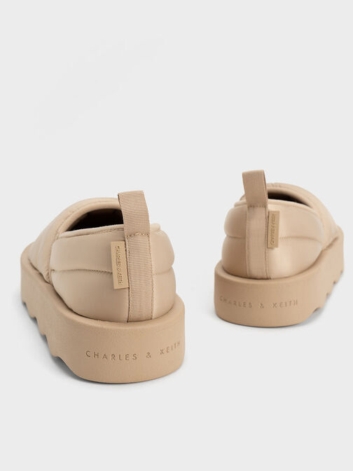 Sepatu Loafers Puffy Nylon Panelled, Nude, hi-res