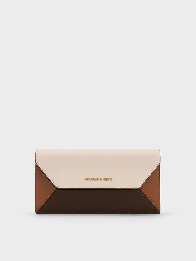 Dompet Panjang Geometris Colourblock Nasrin, Multi Brown, hi-res