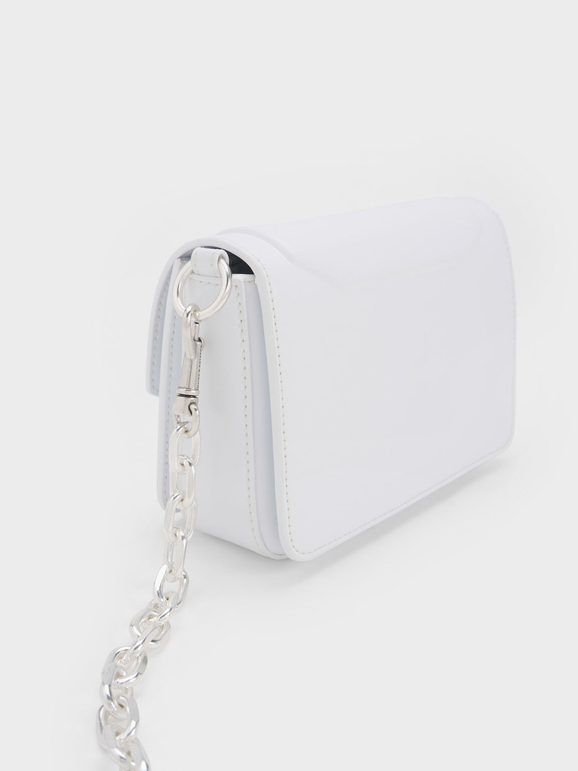 Kalinda Metallic Accent Boxy Bag, White, hi-res