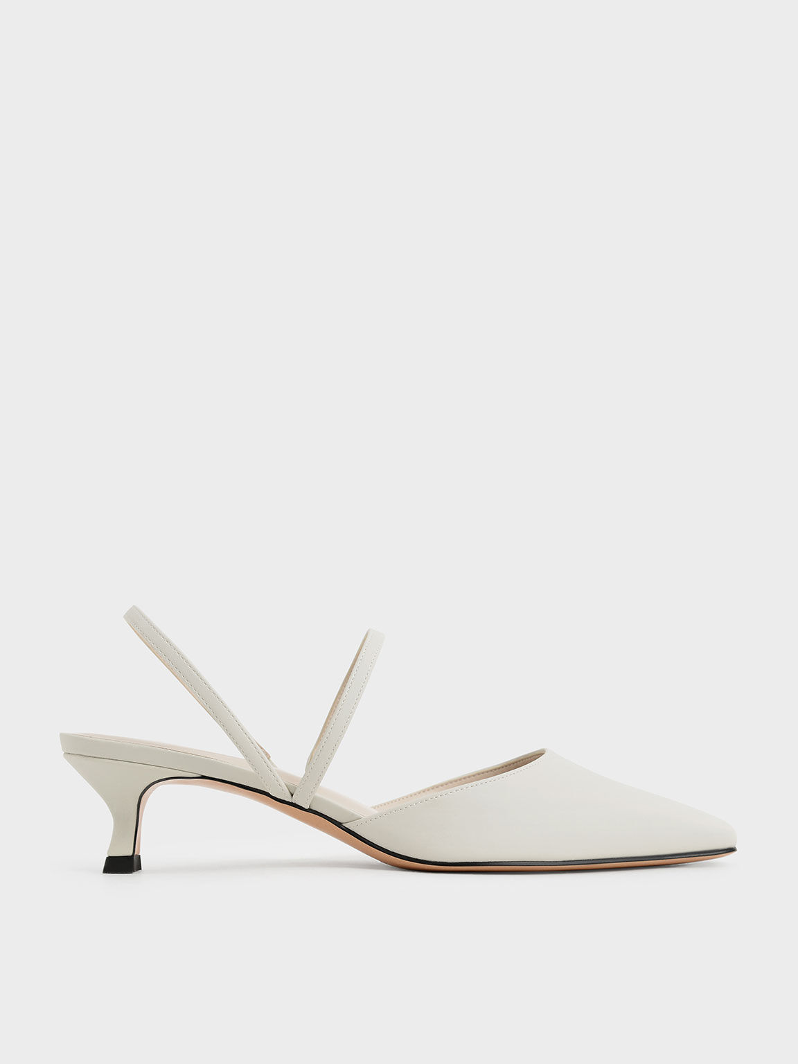 White Sepatu Slingback Pumps Kitten 