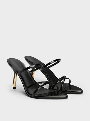 Sepatu Mules Heeled Strappy Taylen, Black Box, hi-res