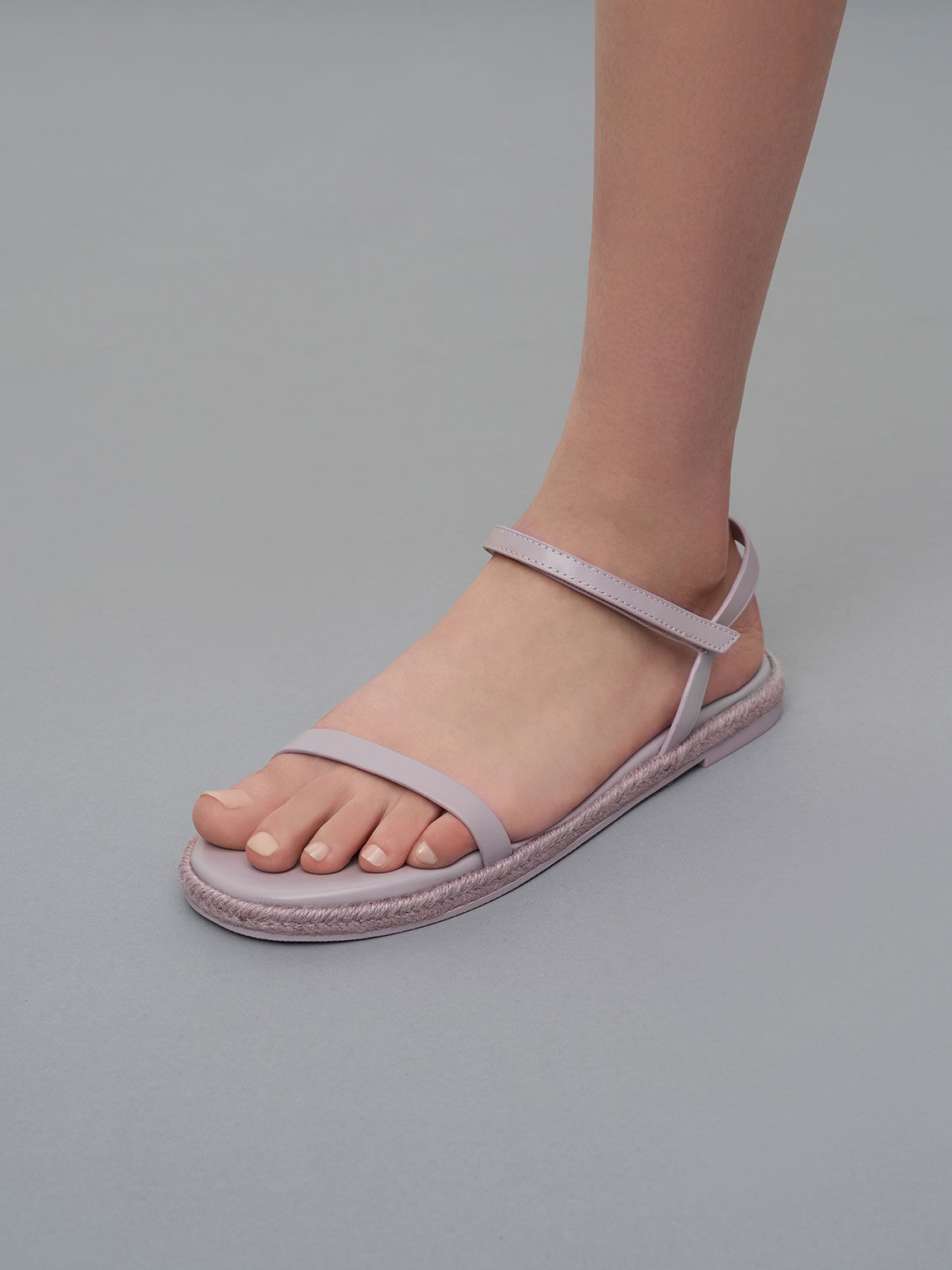 Sandal Flat Espadrille Ankle-Strap, Lilac, hi-res