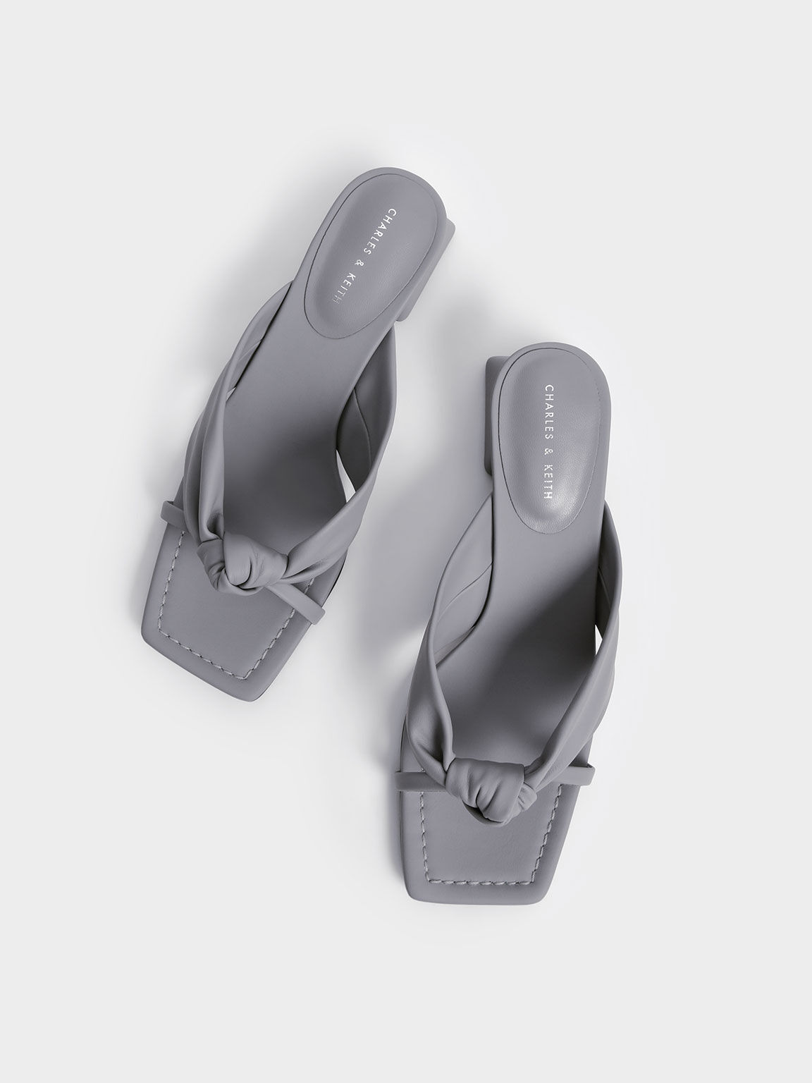 Sandal Mules Square Toe Knotted, Grey, hi-res