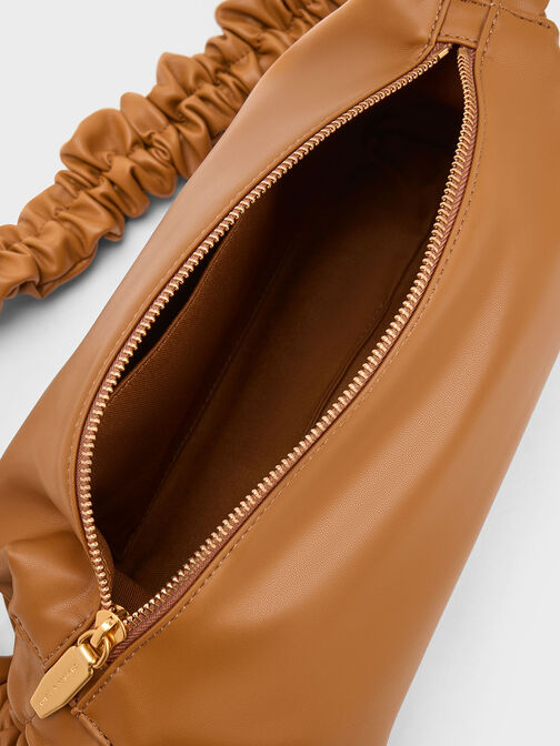 Tas Ruched Handle Cosette, Chocolate, hi-res