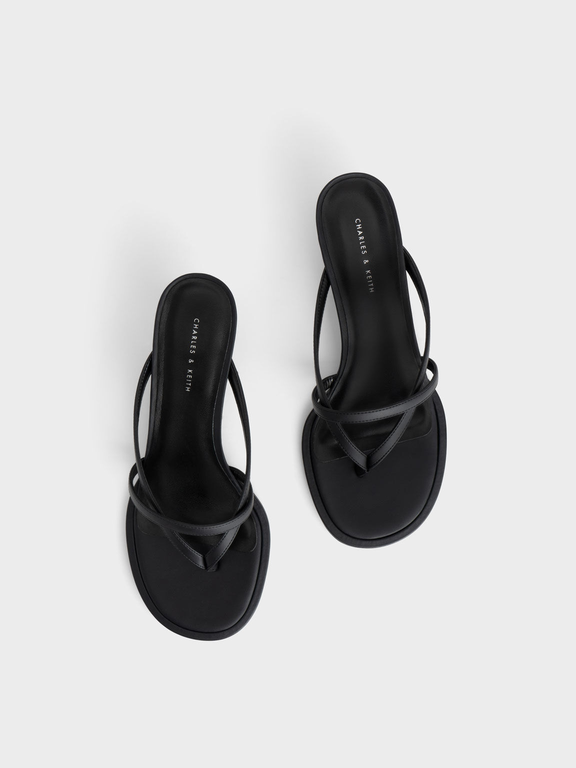 Sandal Thong Spool Heel, Black, hi-res