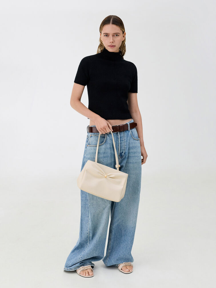 Tas Tote Ruched Halsey, Cream, hi-res