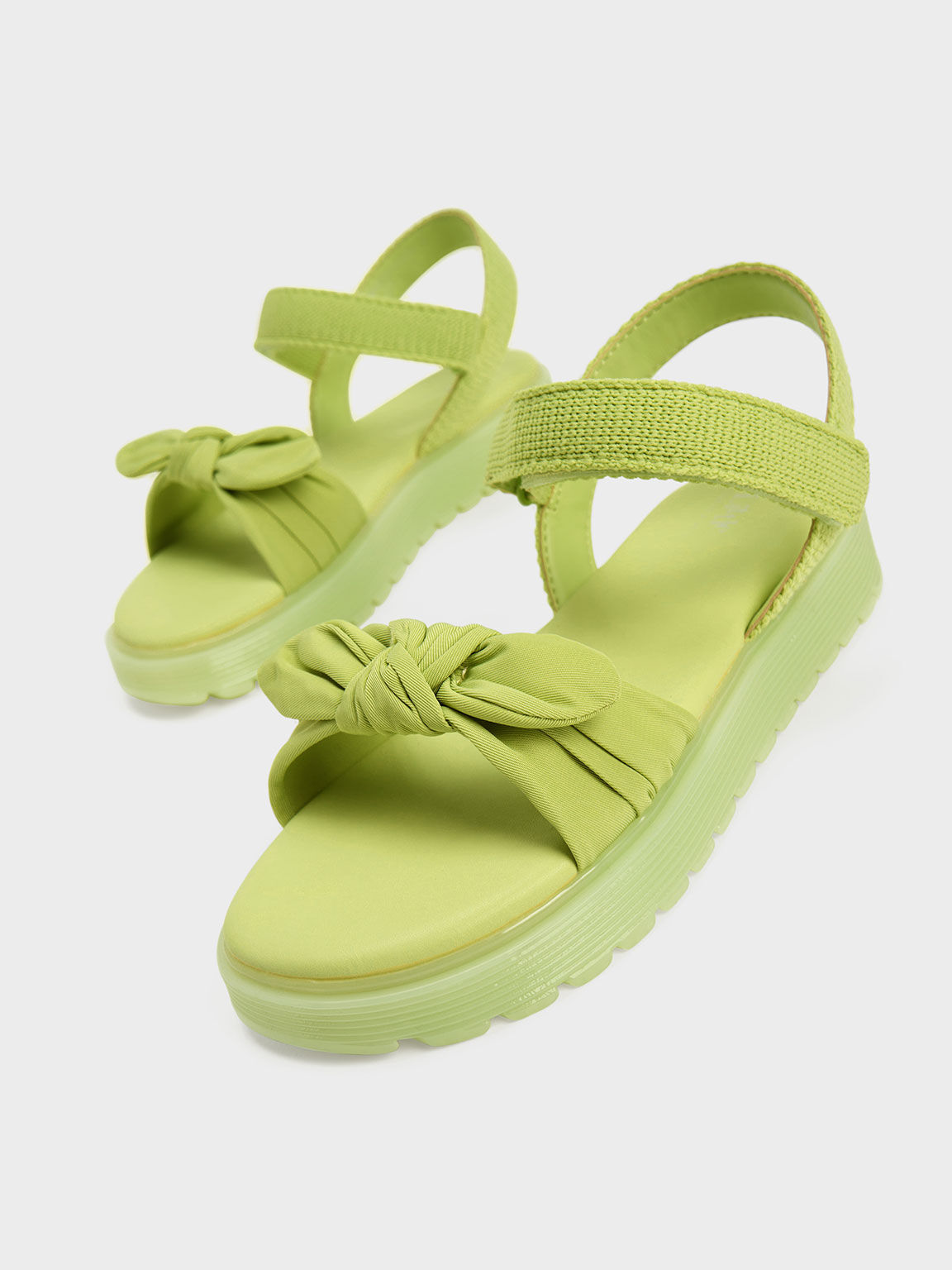 Girls' Nylon Knotted Sandals, Lime, hi-res