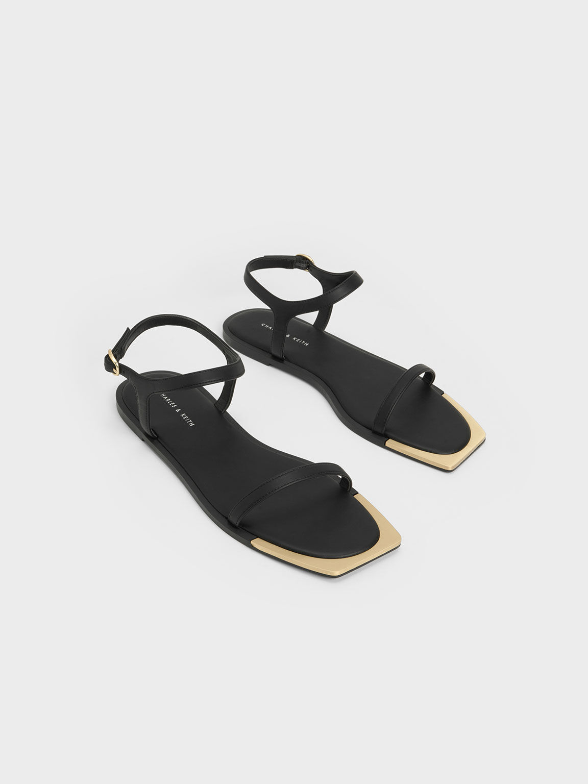 Sandal Metallic Square-Toe, Black, hi-res