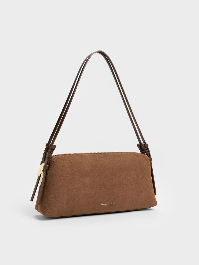 Deyna Recycled Suede Double-Strap Shoulder Bag, Mocha Brown, hi-res