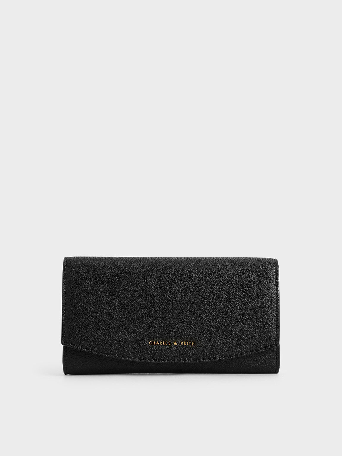 Black Curved Flap Long Wallet CHARLES KEITH ID