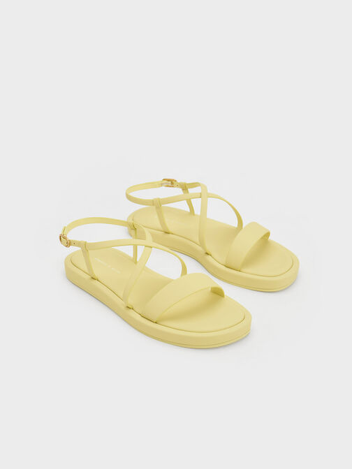 Sandal Flat Strappy Crossover, Lime, hi-res