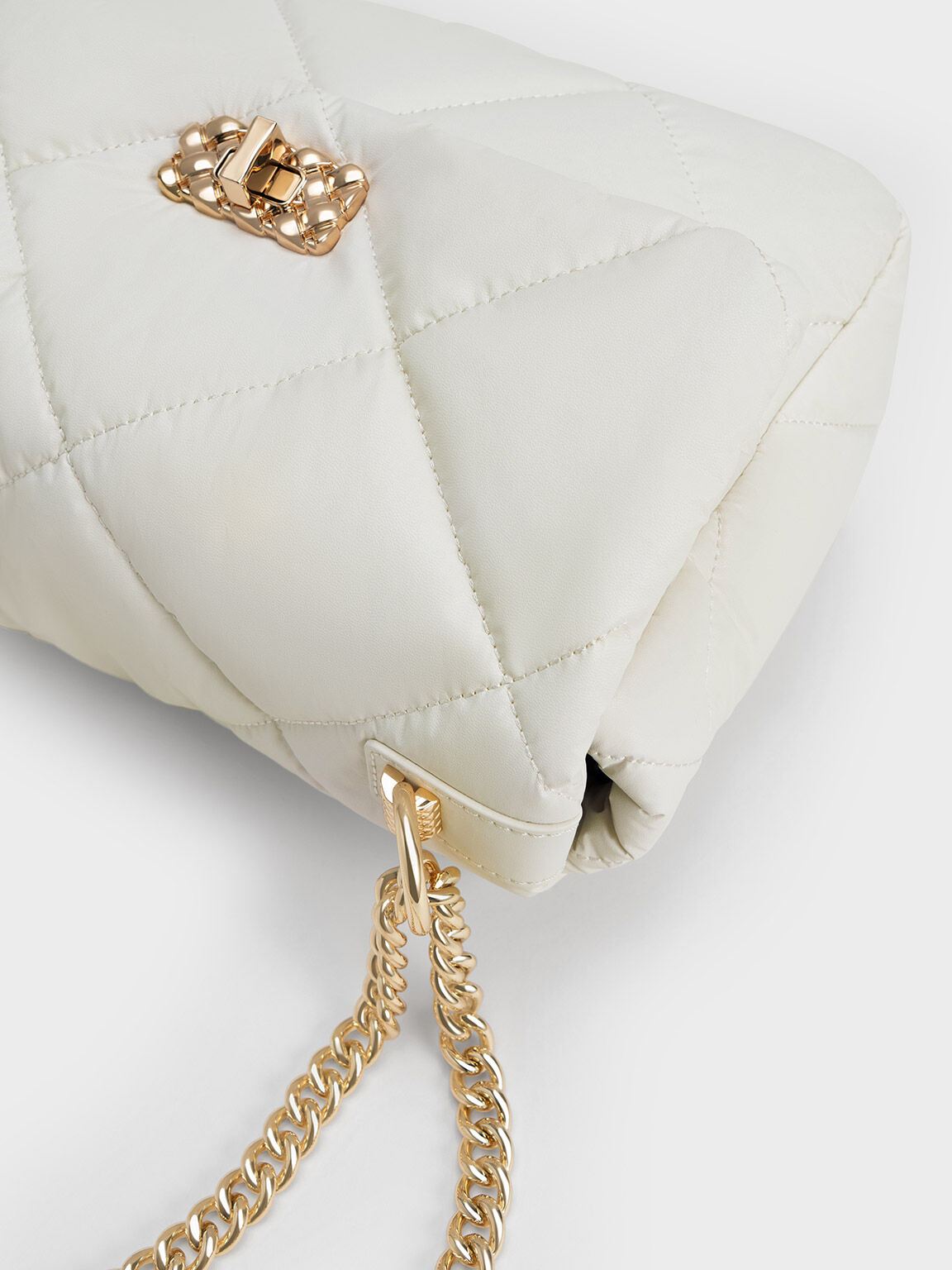Paffuto Large Padded Shoulder Bag, White, hi-res