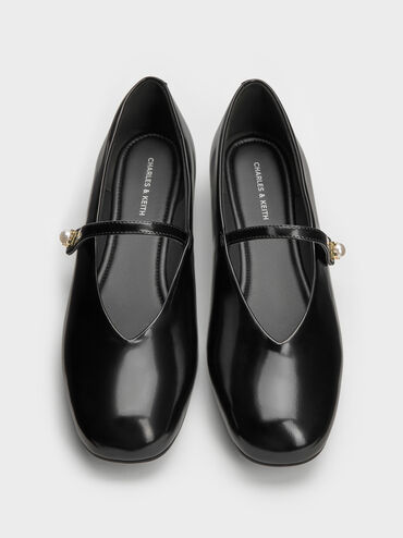 Sepatu Flats Mary Jane Pearl Marie, Black Box, hi-res