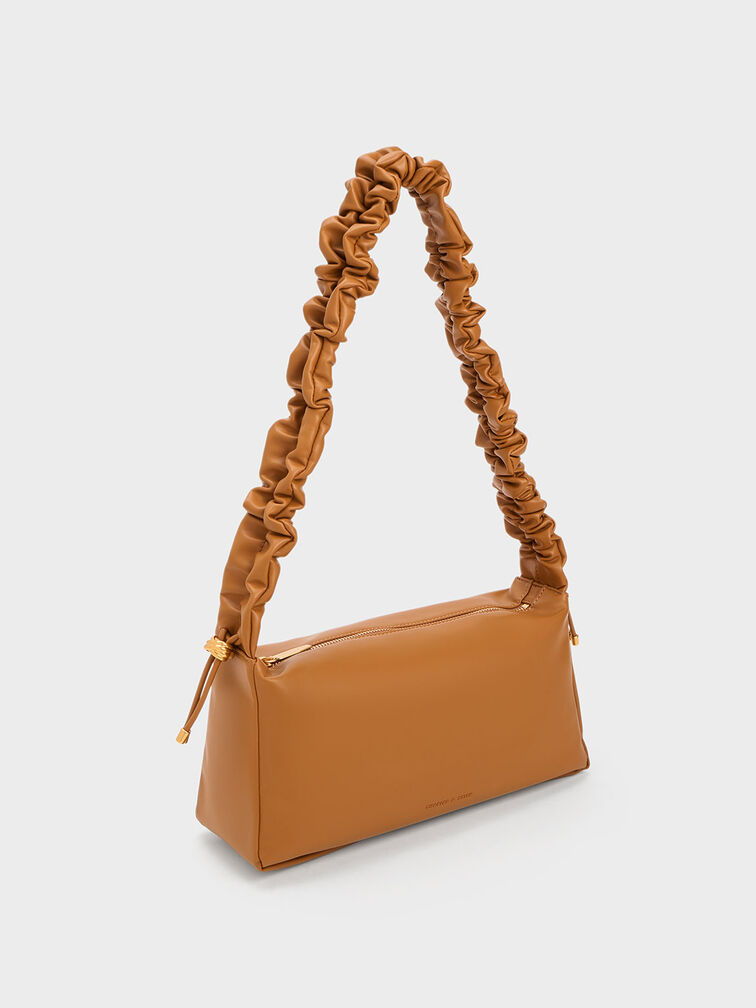 Tas Ruched Handle Cosette, Chocolate, hi-res