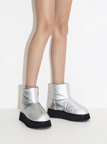 Romilly Puffy Ankle Boots, Silver, hi-res