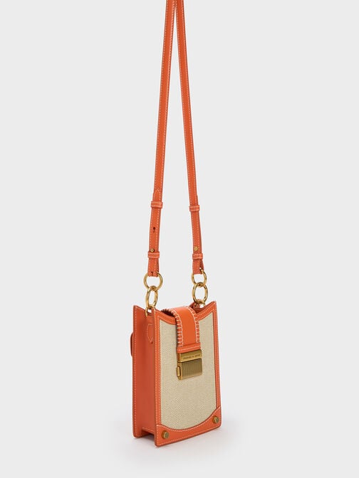 Winslet Belted Canvas Phone Pouch, Orange, hi-res