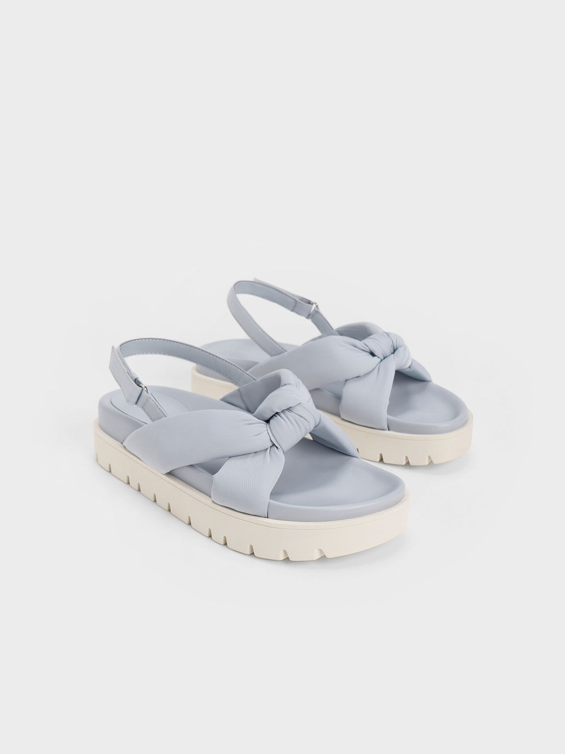 Nylon Knotted Flatform Sandals, Light Blue, hi-res