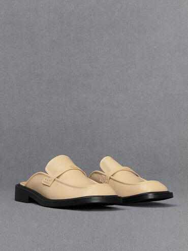 Cream leather mules online