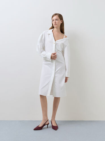 Ivette Faux Suede Woven Pointed-Toe Slingback Pumps, Burgundy, hi-res