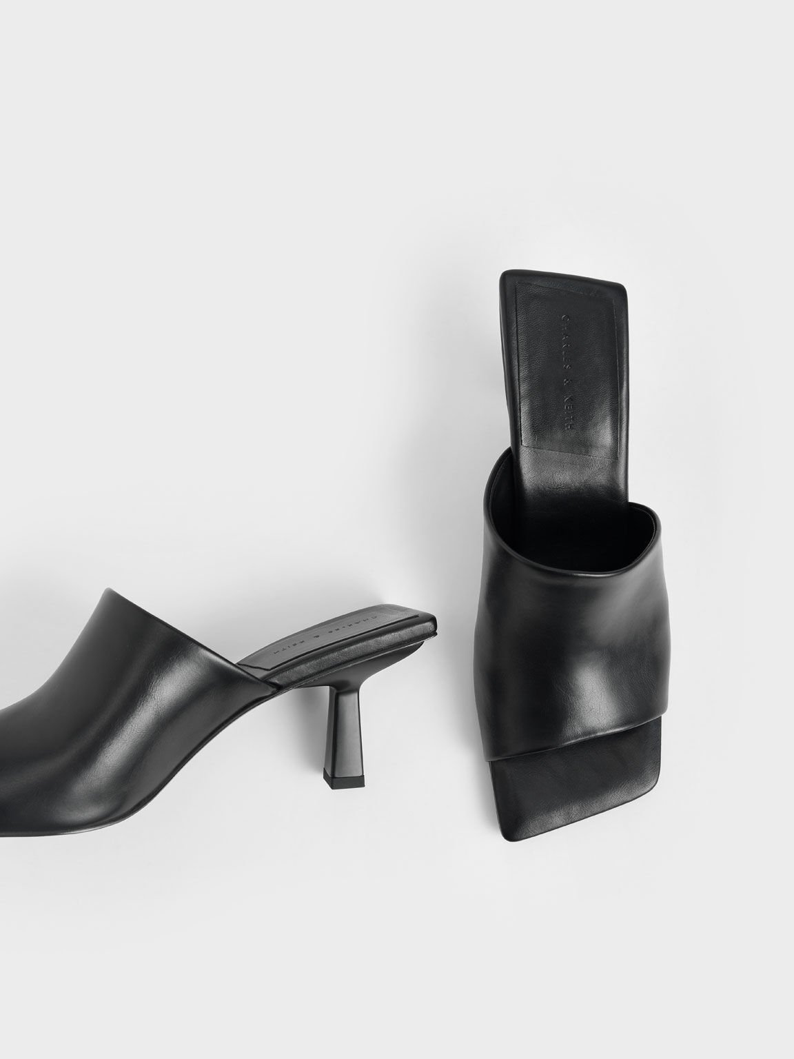 Sandal Asymmetric Square Toe Mules, Black, hi-res