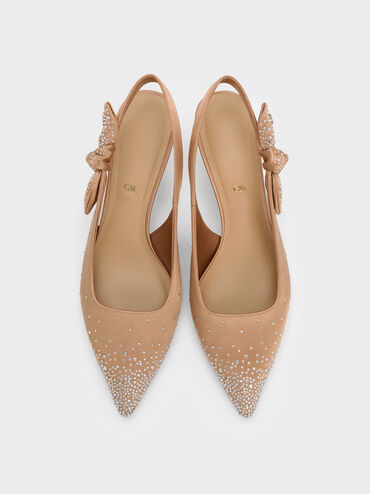 Jayce Crystal Slingback Kitten Heels, Nude, hi-res