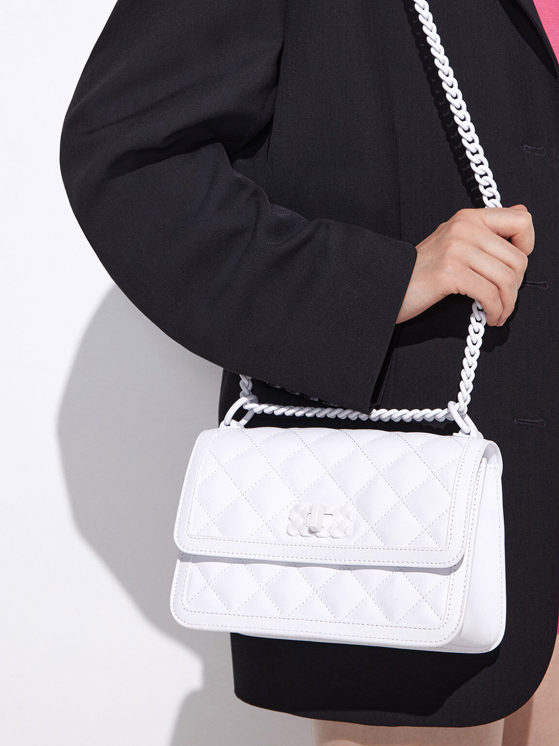Tas Quilted Chain Micaela, White, hi-res