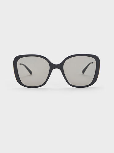Kacamata Butterfly Recycled Acetate Wide-Frame, Black, hi-res
