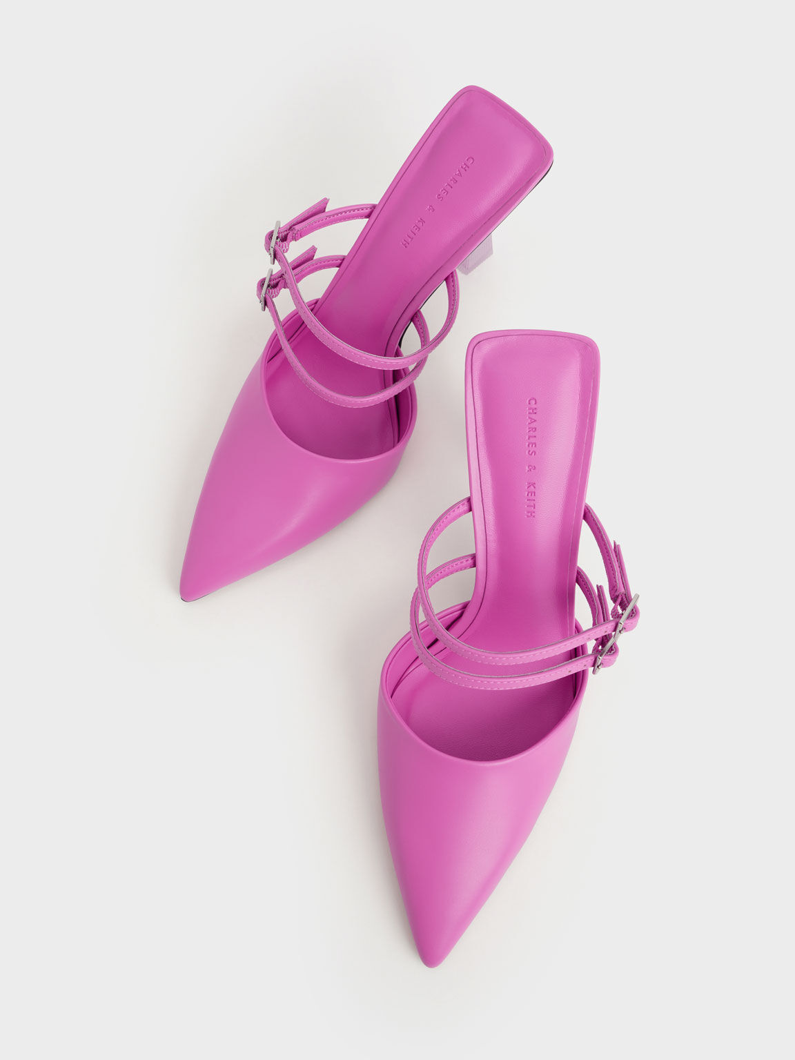 Sepatu Mules Strappy Slant Heel, Pink, hi-res
