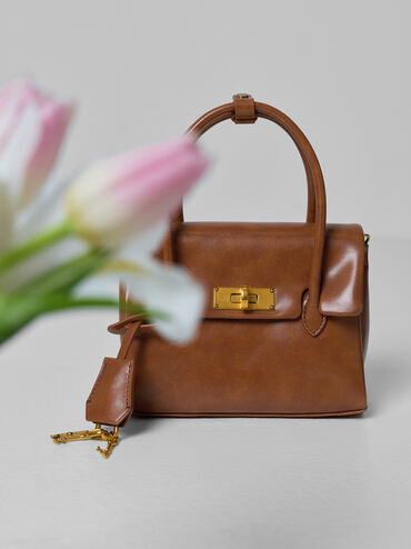 Tas Tote Turn-Lock Kerry Mini, Distressed Tan, hi-res