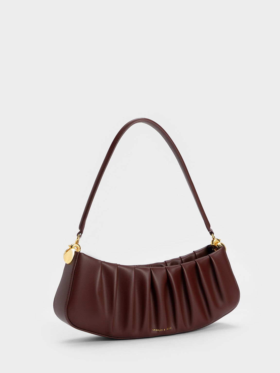 Aldora Ruched Shoulder Bag, Dark Chocolate, hi-res