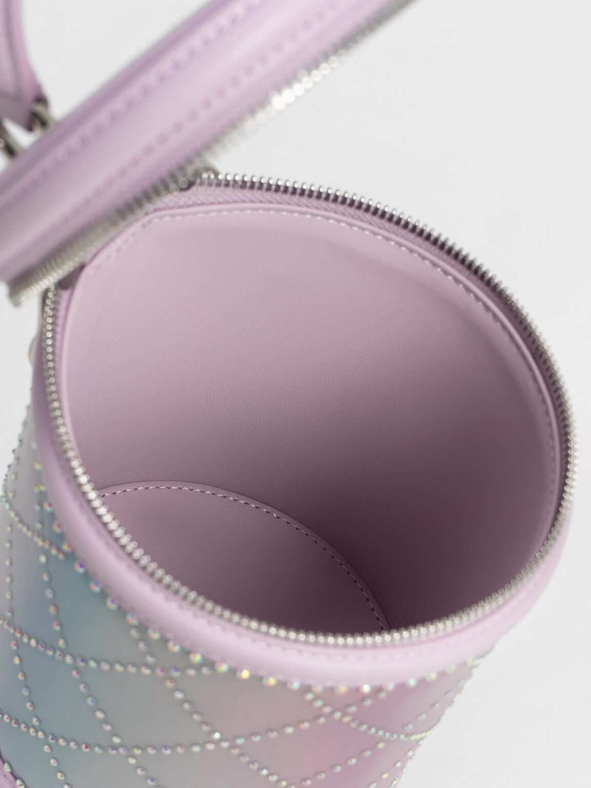 Marietta Bead-Embellished Holographic Bucket Bag, Lilac, hi-res