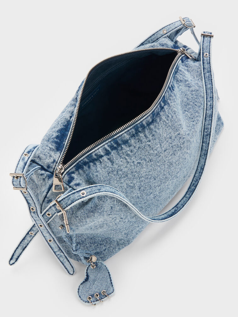 Tas Bahu Slouchy Rey Denim, Denim Blue, hi-res