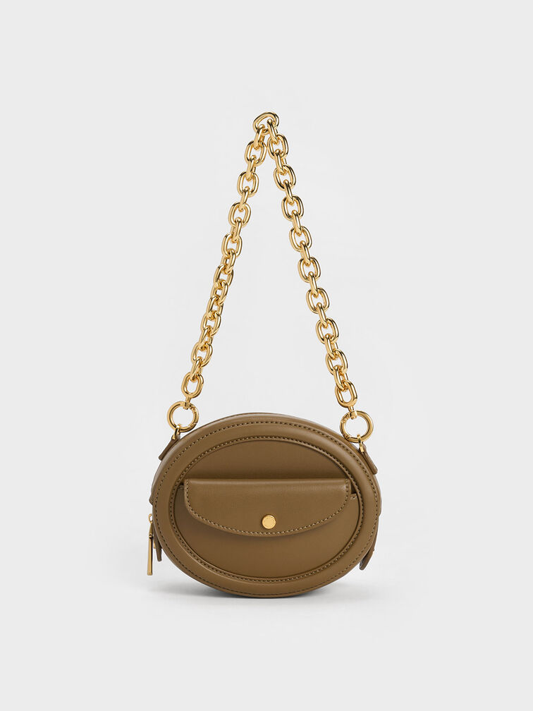 Tas Chain Handle Oval, Olive, hi-res