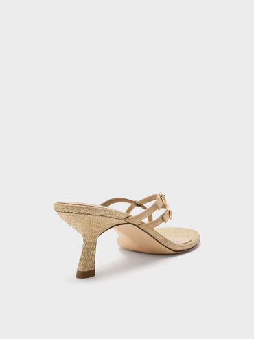 Sandal Heel Strappy Toe-Ring Crossover Faux Suede, Sand, hi-res