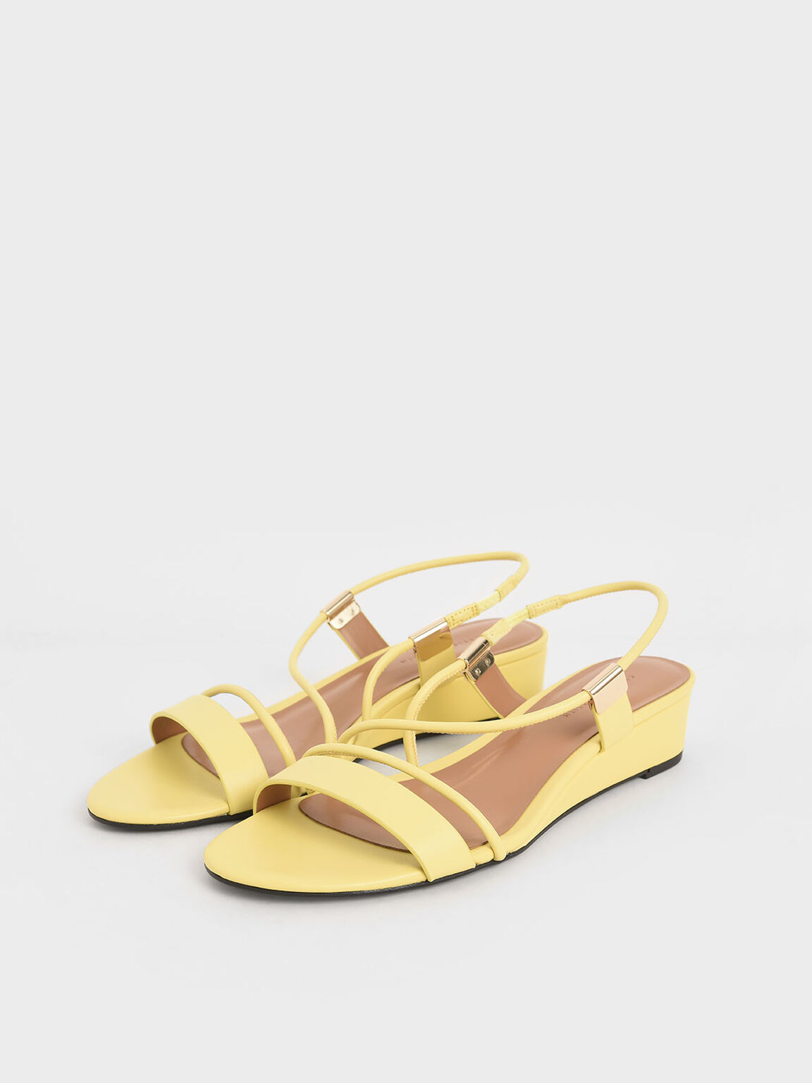 Strappy Slingback Wedges, Yellow, hi-res