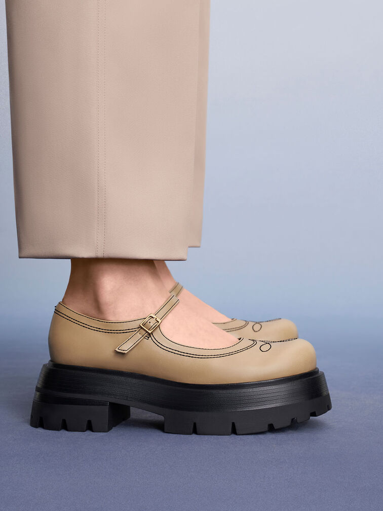 Lenox Stitch-Trim Mary Janes, Sand, hi-res