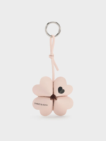 Four-Leaf Clover Heart Charm, Powder Pink, hi-res