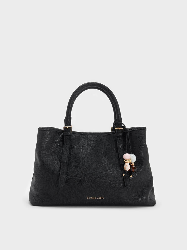Tas Tote Bead-Charm Baral, Black, hi-res
