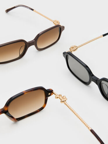 Kacamata Rectangular Knot Sable, T. Shell, hi-res