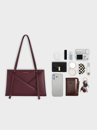 Midori Geometric Tote Bag, Wineberry Red, hi-res